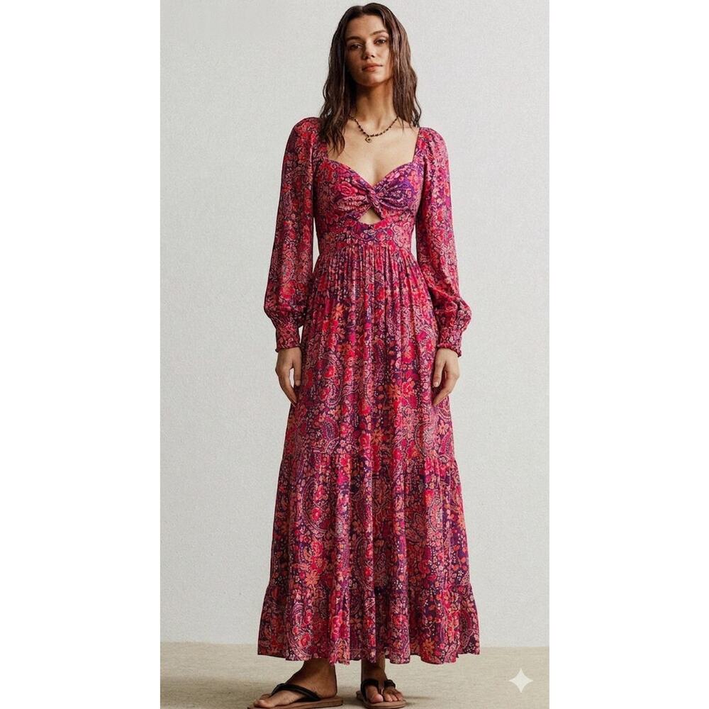 Angie Pink Floral Midi Dress